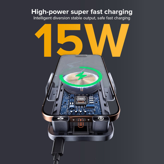 Smart 2-In-1 Auto-Rotating Car Phone Holder & Wireless Charger