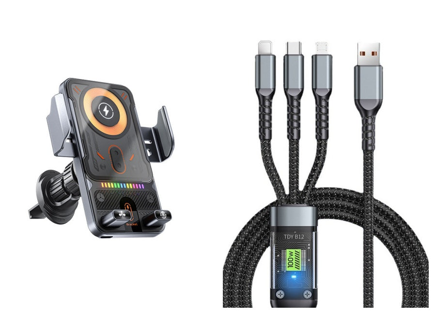 Smart 2-In-1 Auto-Rotating Car Phone Holder & Wireless Charger