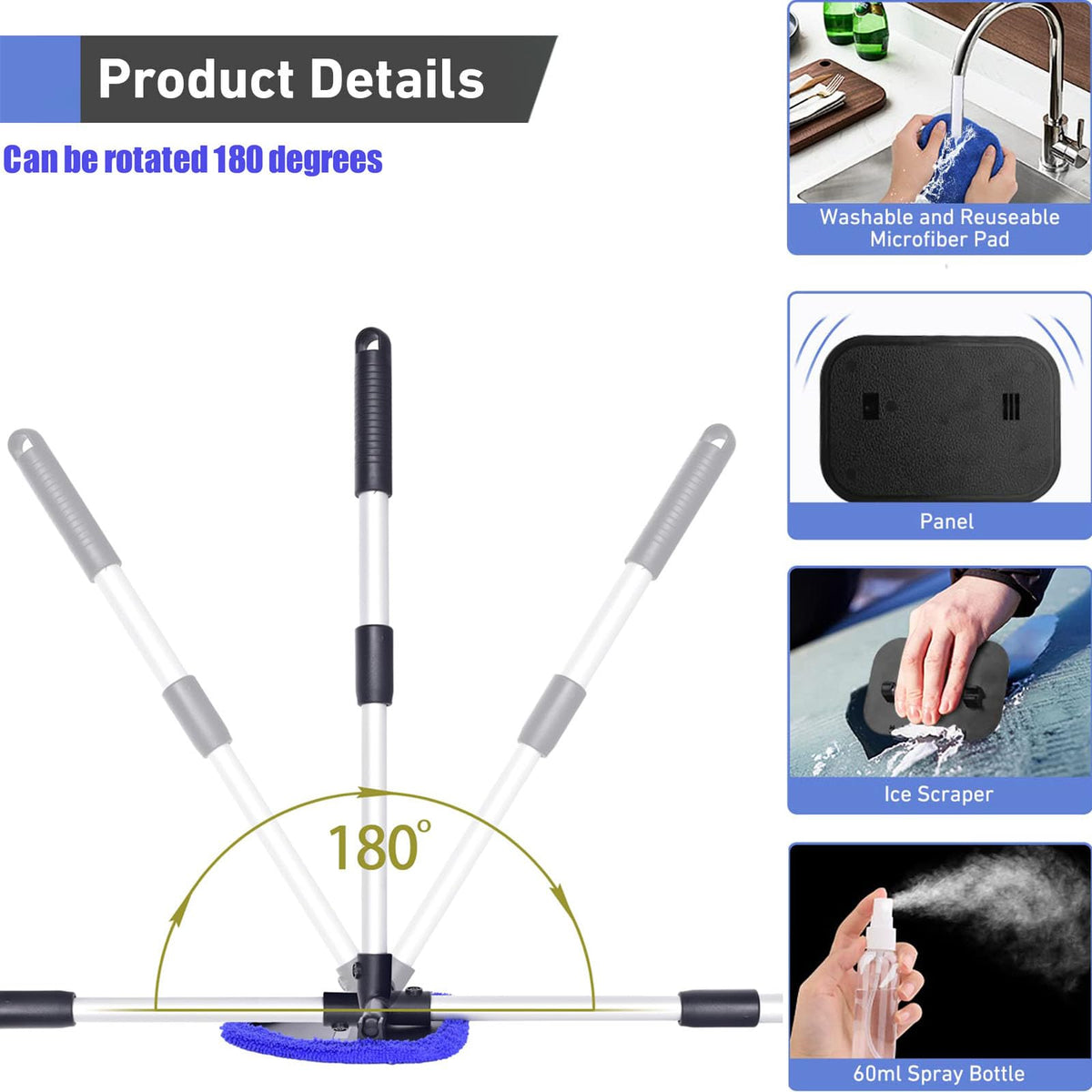 ππ§½ 180Β° Rotating Car Windshield Cleaner β Extendable Microfiber Glass Cleaning Kit β¨