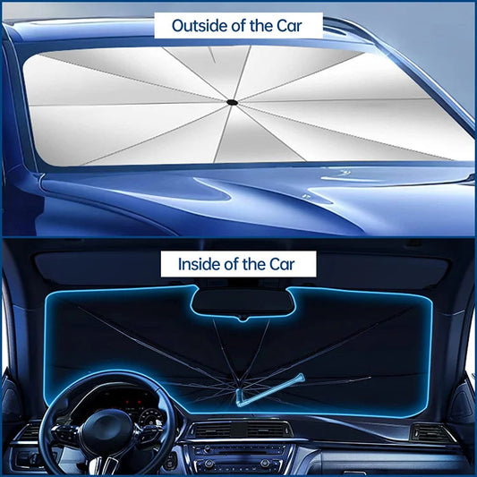 Foldable car sun shade for the windshield