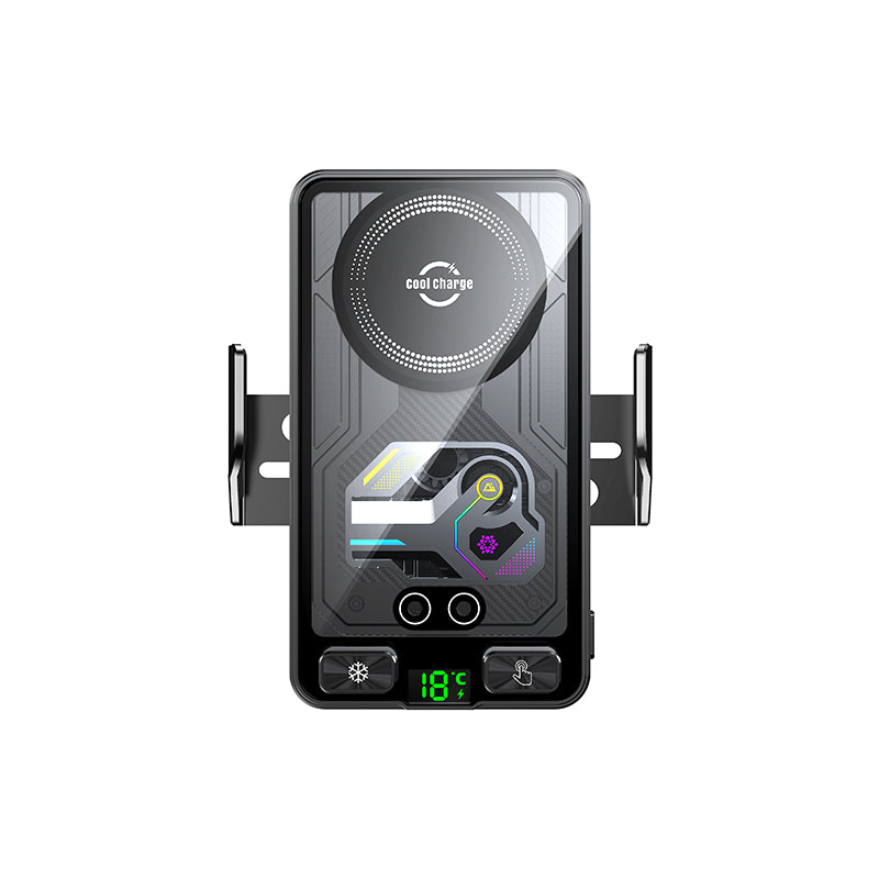 2026 New Cooling Wireless Fast Charging Car Phone Mount With Temp Display