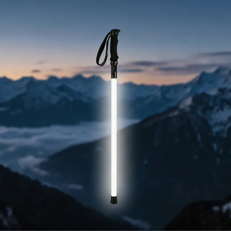 Laser Saber LED Trekking Poles, Waterproof Aluminum Hiking Sticks for Night Camping & Survival