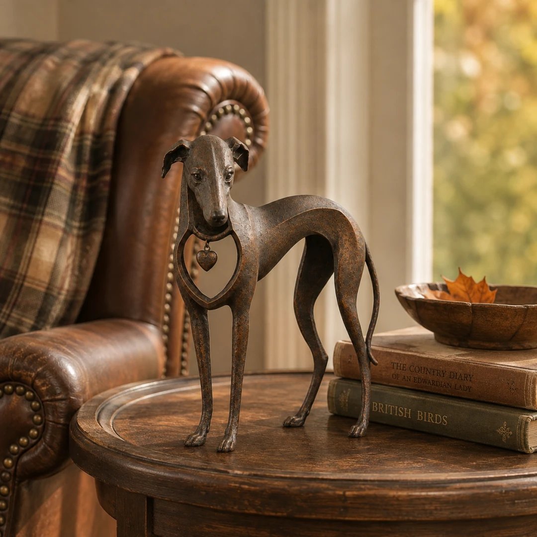 ✨Heritage Heart Sighthound Sculpture – Vintage Iron Dog Accent