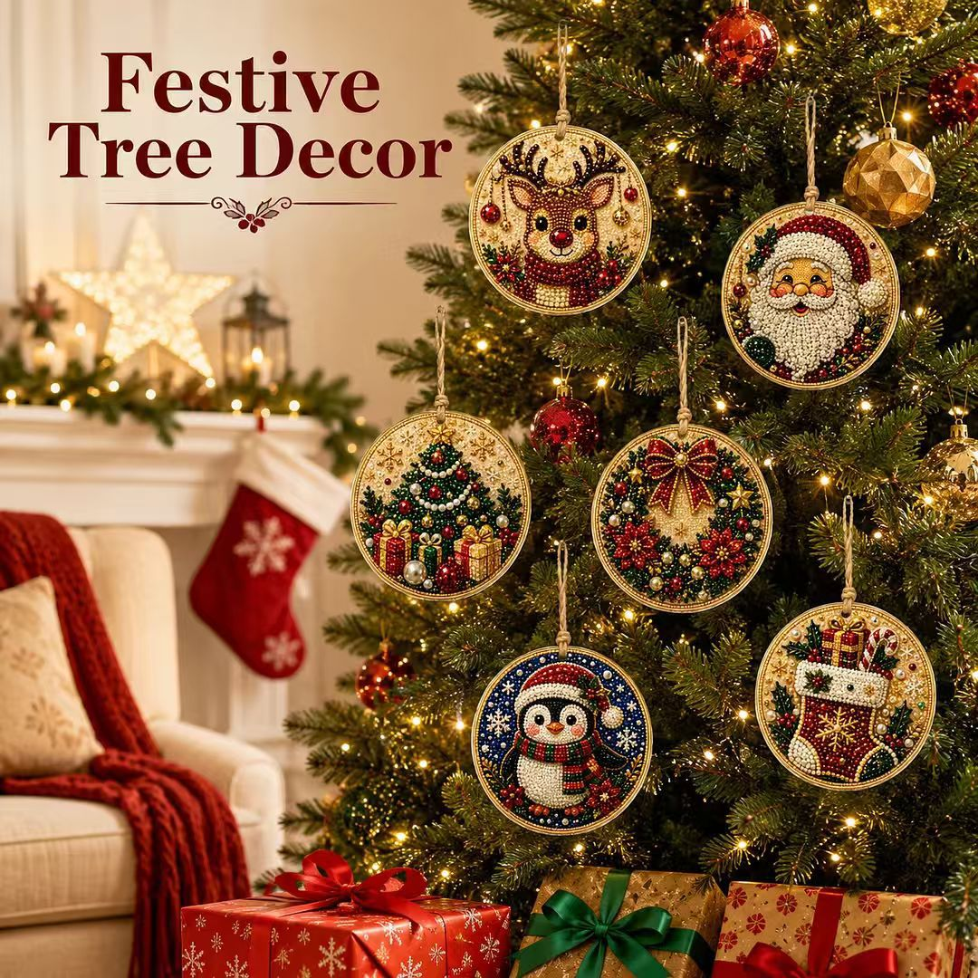 🎄Christmas DIY Diamond Painting Ornaments Kit, Xmas Tree Hanging Pendant🎁