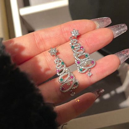 Shiney Christmas tree earrings