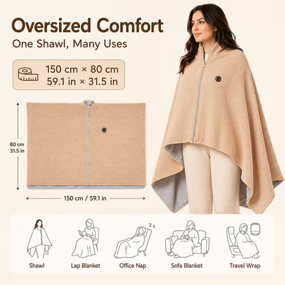 🔥 49% OFF! Cozy USB Heated Blanket Shawl – Wearable Warmth Anywhere ✨