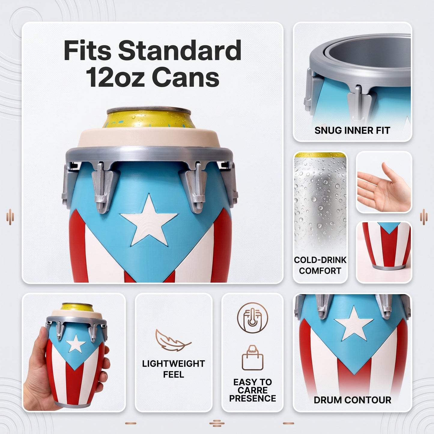 Conga-Style Can Holder: Celebrate Caribbean Pride Sip by Sip