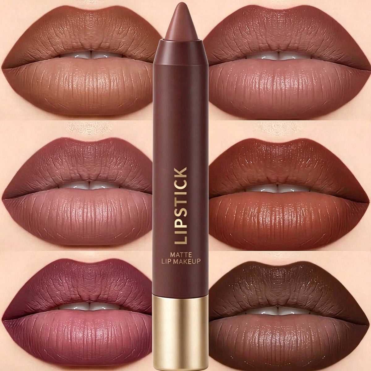 6pcs/set Long-lasting Matte Brown Lipstick 💄