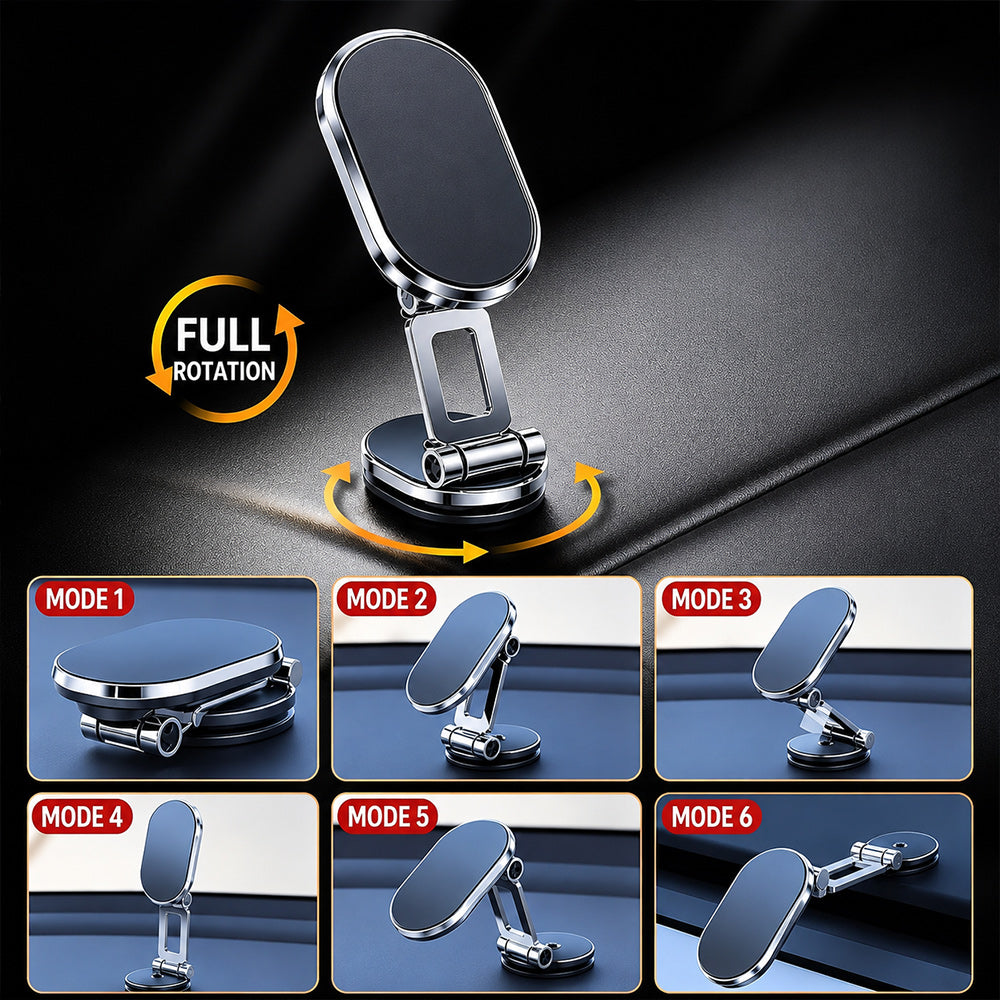 🚗 360° Foldable Magnetic Car Phone Holder – Adjustable Hands-Free Dashboard Mount 📱✨