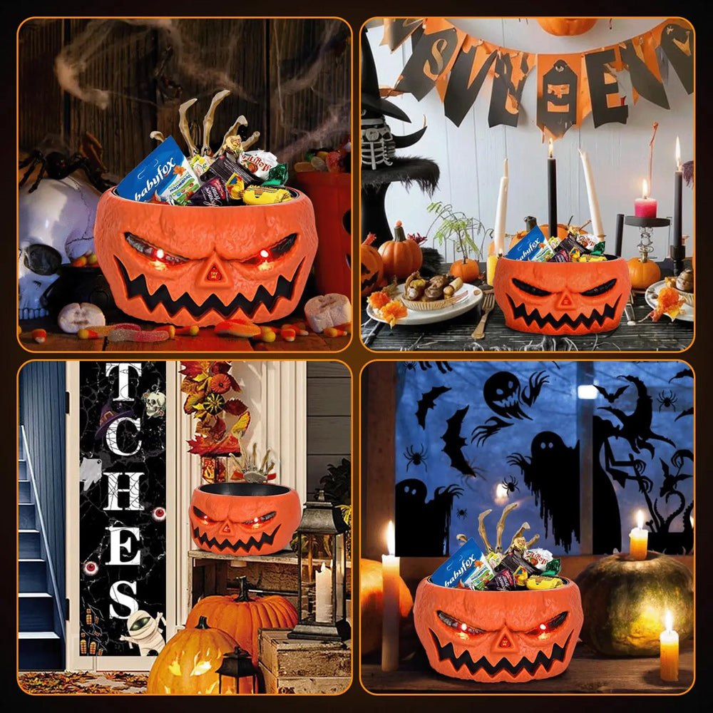 Halloween Skeleton Hand Candy Bowl with Motion Sensor and Button Control