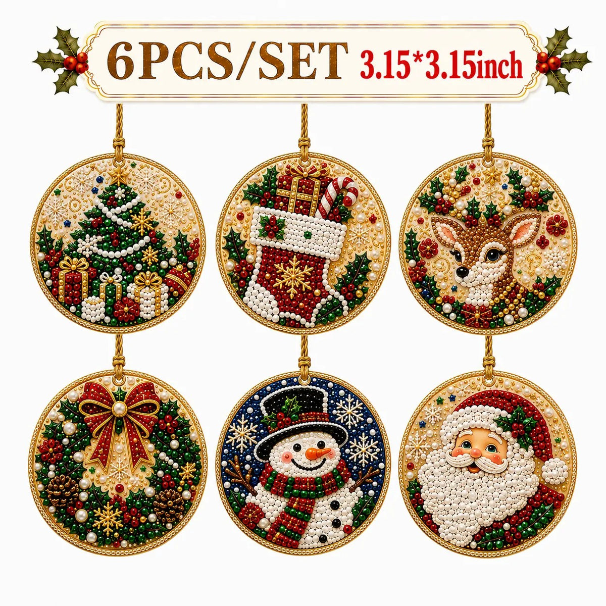 🎄Christmas DIY Diamond Painting Ornaments Kit, Xmas Tree Hanging Pendant🎁