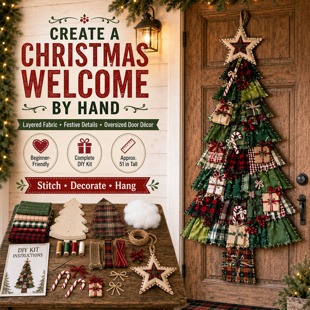 🎄DIY Oversized Patchwork Christmas Tree Door Hanging Kit