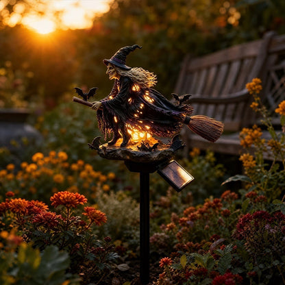 Halloween Witch Broom Solar Light