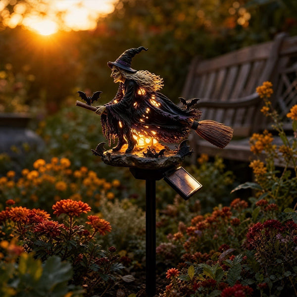 Halloween Witch Broom Solar Light