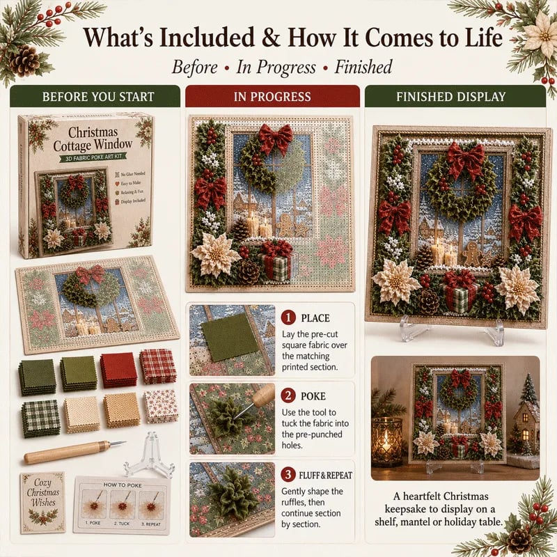 🎅🎄 Premium 3D Christmas Fabric Poke Art Kit | No‑Sew Holiday Craft Set✨