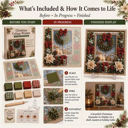 🎅🎄 Premium 3D Christmas Fabric Poke Art Kit | No‑Sew Holiday Craft Set✨
