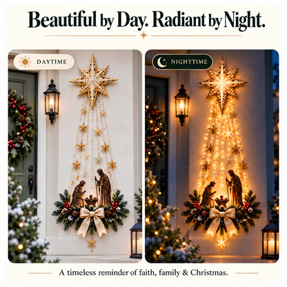 ✨ Last Day – 50% OFF! ✝️ Bethlehem Star of Faith – Lighted Nativity Wall Decor