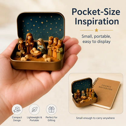 🙏 Pocket-Size Mini Nativity Scene Set – Hand-Painted Religious Christmas Decor 🎄✨