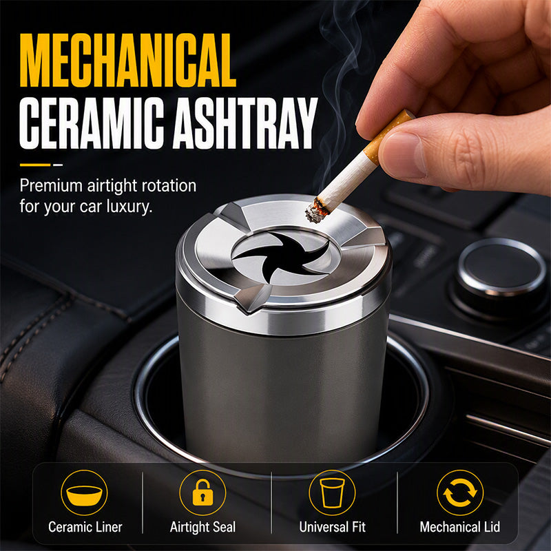 Rotating Car Ashtray with Ceramic Inner Liner 🚗🗑️