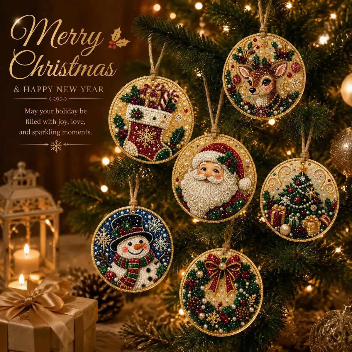 🎄Christmas DIY Diamond Painting Ornaments Kit, Xmas Tree Hanging Pendant🎁