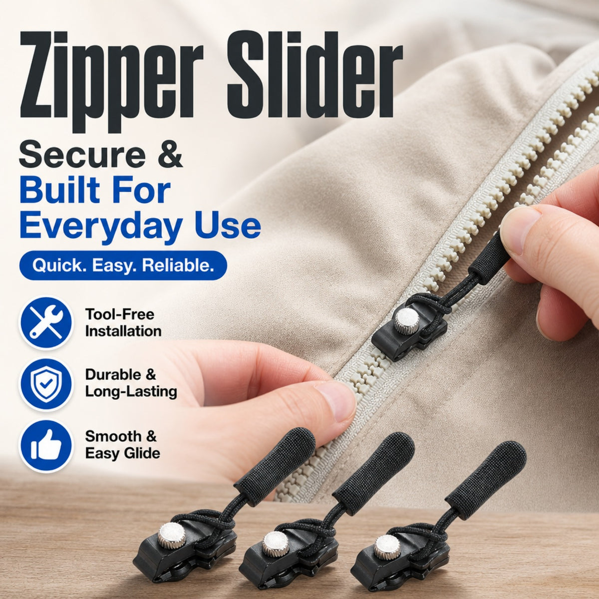 Zipper Slider 5Pcs 🧰 | Instant No-Sew Zipper Repair Replacement