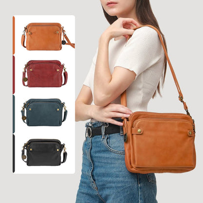 Three-Layer Leather Crossbody Shoulder & Clutch Bag