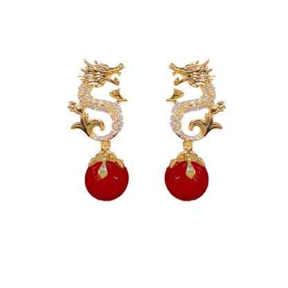 Dragon Hanging Bead Earrings
