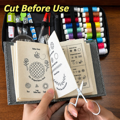 🧵 All-in-One Embroidery Stitch Book & 87-Piece Sewing Kit ✨