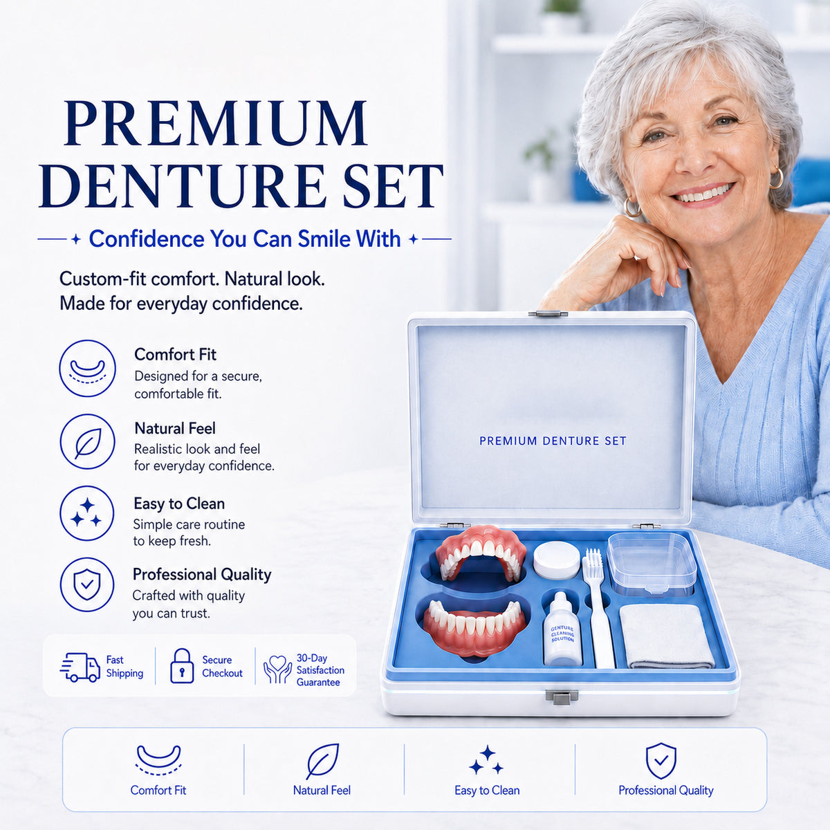 🦷 Comfort-Fit Dentures – Natural-Looking Smile for Everyday Wear