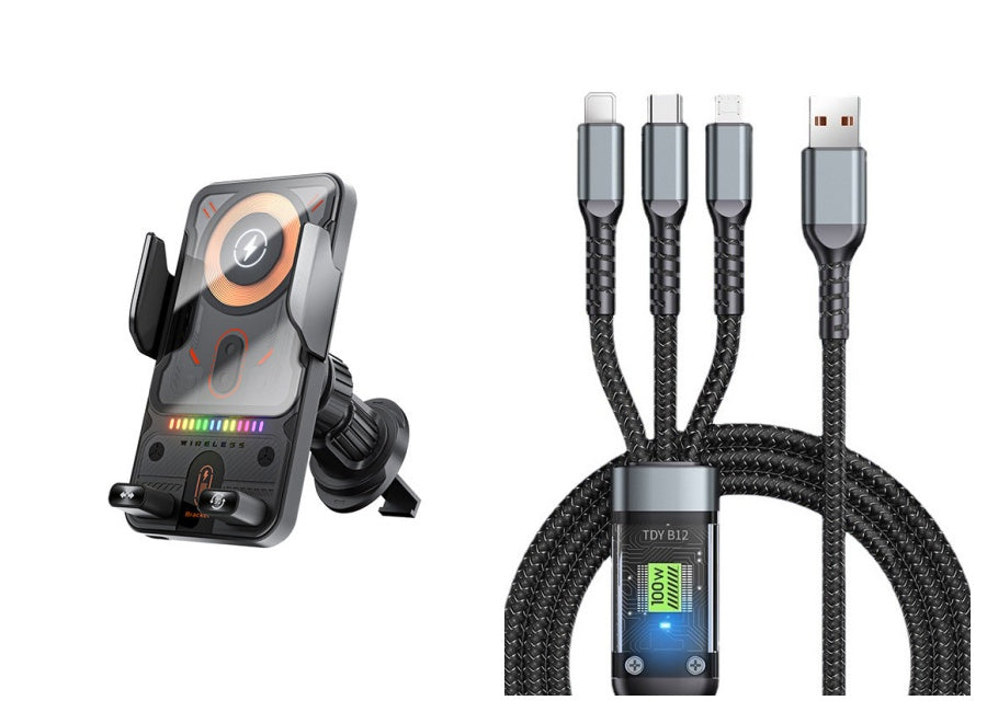 Smart 2-In-1 Auto-Rotating Car Phone Holder & Wireless Charger