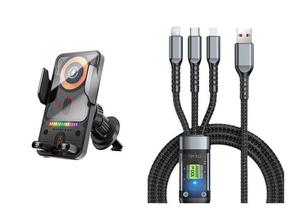 Smart 2-In-1 Auto-Rotating Car Phone Holder & Wireless Charger
