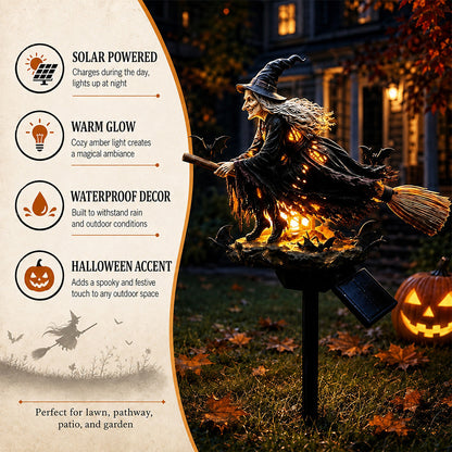 Halloween Witch Broom Solar Light