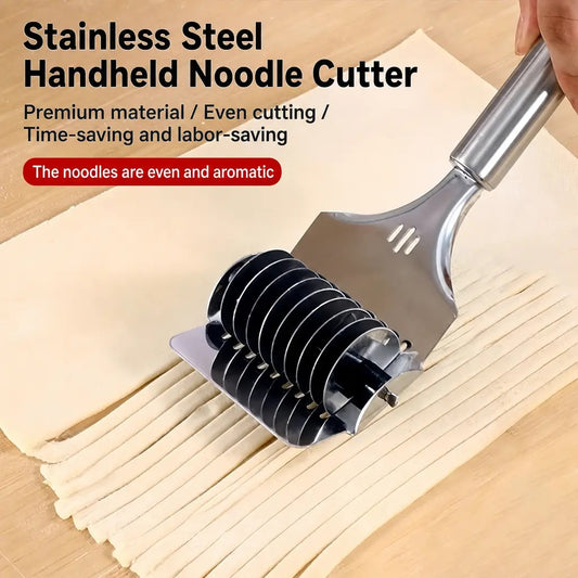 🍝🥖High‑Grade Stainless Steel Pasta Dough Roller Cutter Docker