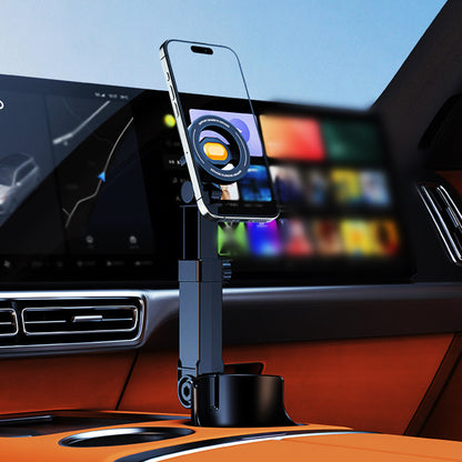 Car Cup Holder Phone Mount – 360° Adjustable, Strong N52 Magnet, One-Hand Operation, Fits All Phones