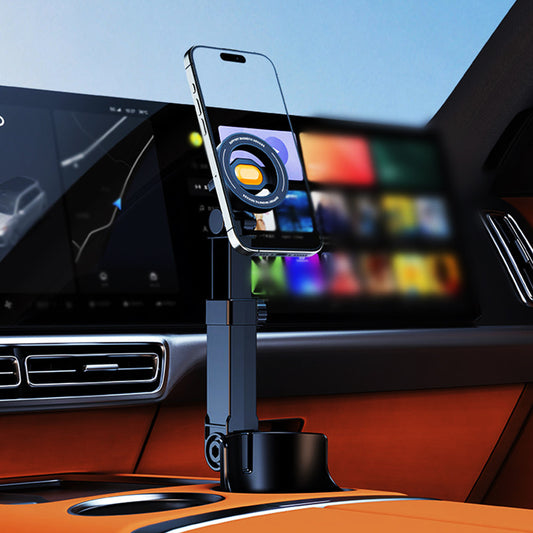 Car Cup Holder Phone Mount – 360° Adjustable, Strong N52 Magnet, One-Hand Operation, Fits All Phones