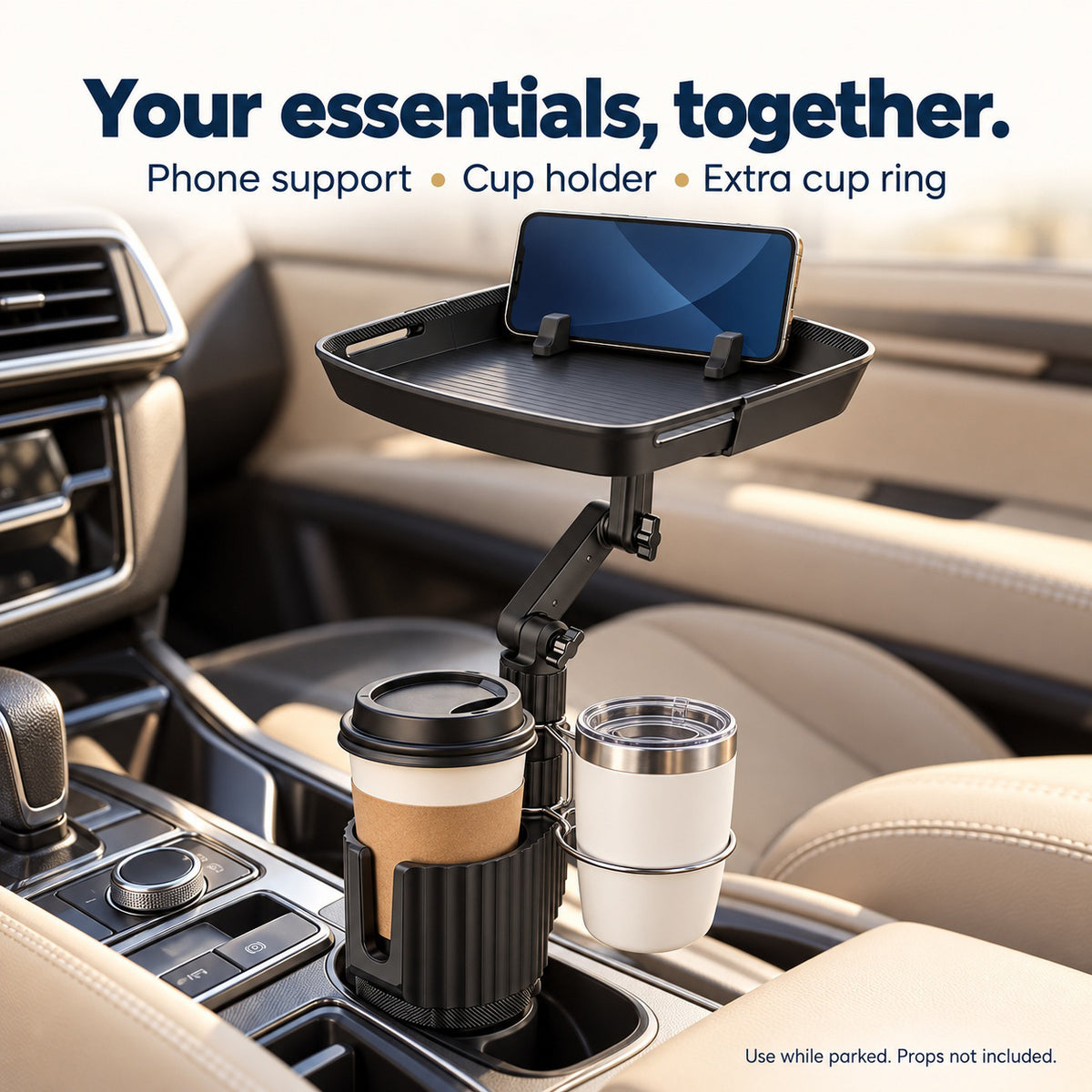 🚗🔄 Universal 360° Swivel Car Cup Holder Tray