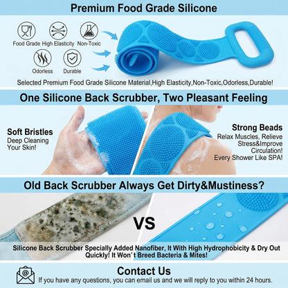 🛁 2-in-1 Double-Sided Silicone Back Scrubber