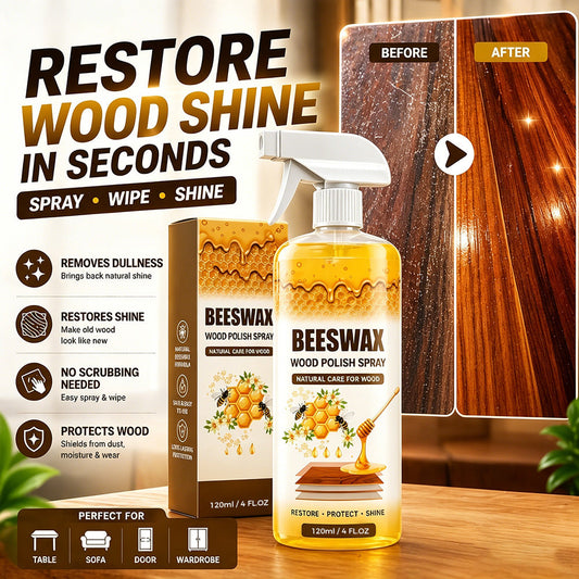 Beeswax Wood Polish Spray restores wood shine