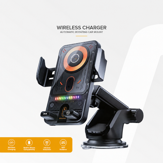 Smart 2-In-1 Auto-Rotating Car Phone Holder & Wireless Charger