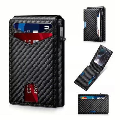 Front Pocket Men Aluminum Leather RFID Wallet | Pop Up Card & Cash Slots