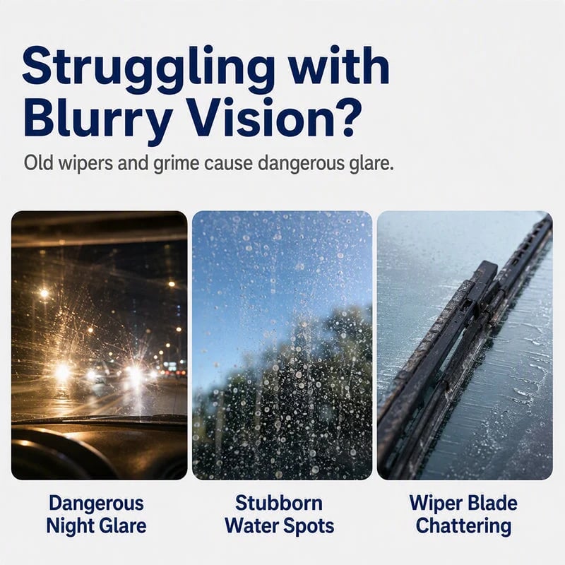 Night glare, stubborn water spots and dirty windshield problems