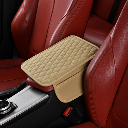 Microfiber Leather Car Armrest Cover with Memory Foam & Side Pockets🚙