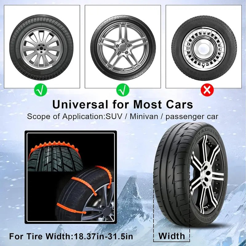 10pcs Emergency Snow Tire Chains ❄️ for Trucks & SUVs, Reusable Anti-Skid Cables