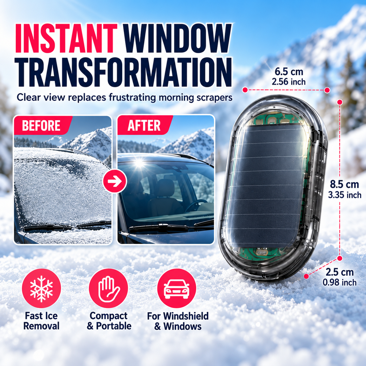 ❄️ Portable Car Snow Remover & Windshield Ice Scraper Tool 🚗