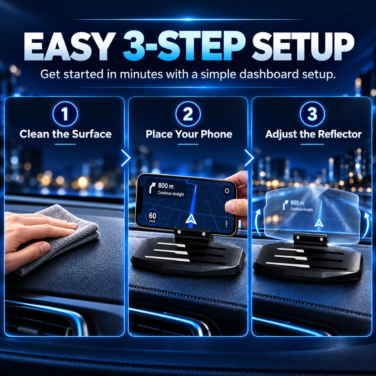 🚗 【Smart In-Car HUD Co-Pilot】Works on Sedans, SUVs, Pickups, RVs, and More!