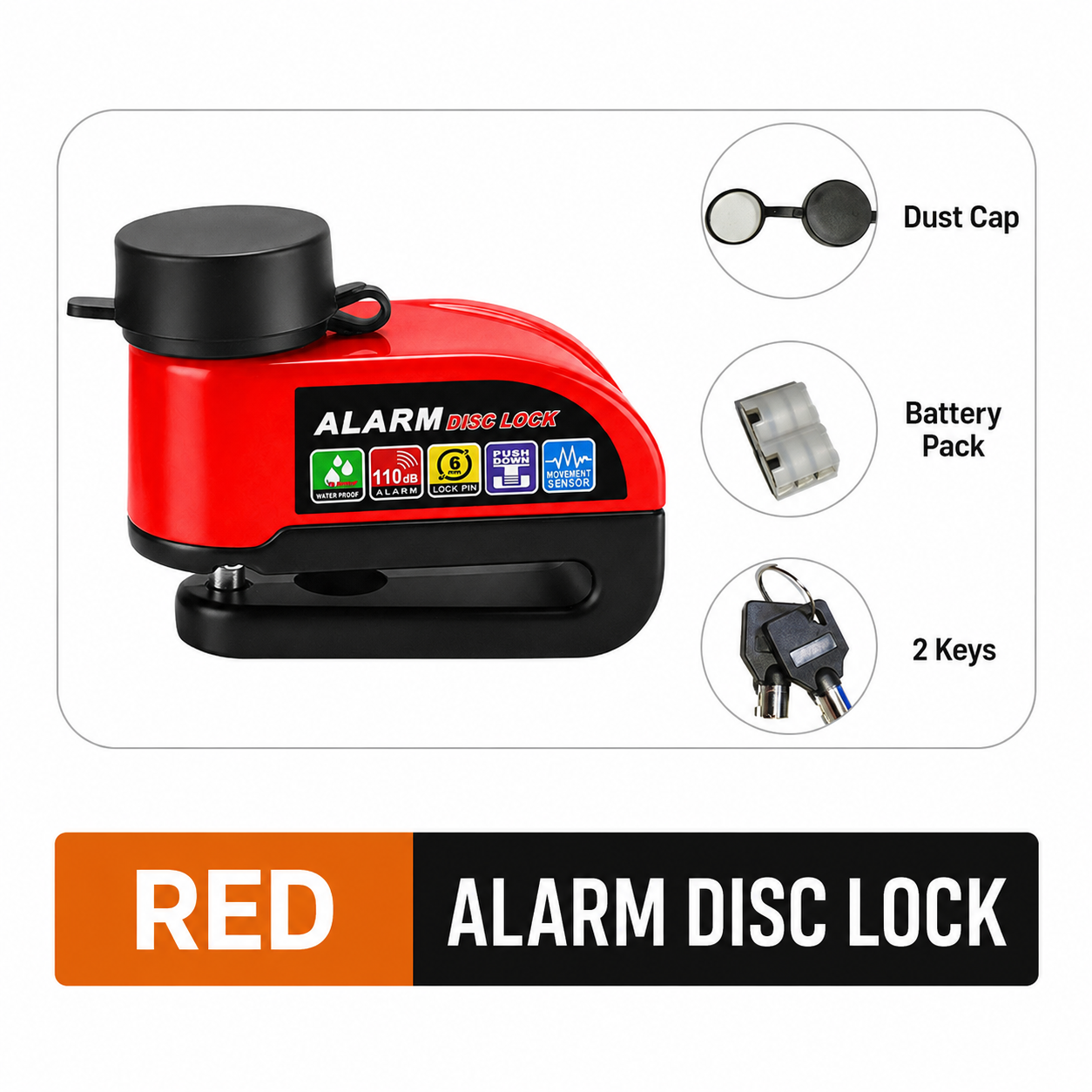 50% OFF Today | Heavy-Duty Waterproof Disc Brake Lock with 110dB Alarm