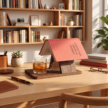 📖Reading Valet with Cup Holder, Wooden Triangle Book Page Holder
