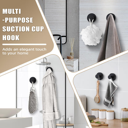 4pcs No-Drill Suction Cup Hooks for Bathroom & Kitchen, Holds Towels, Robes, Loofah on Glass & Mirror