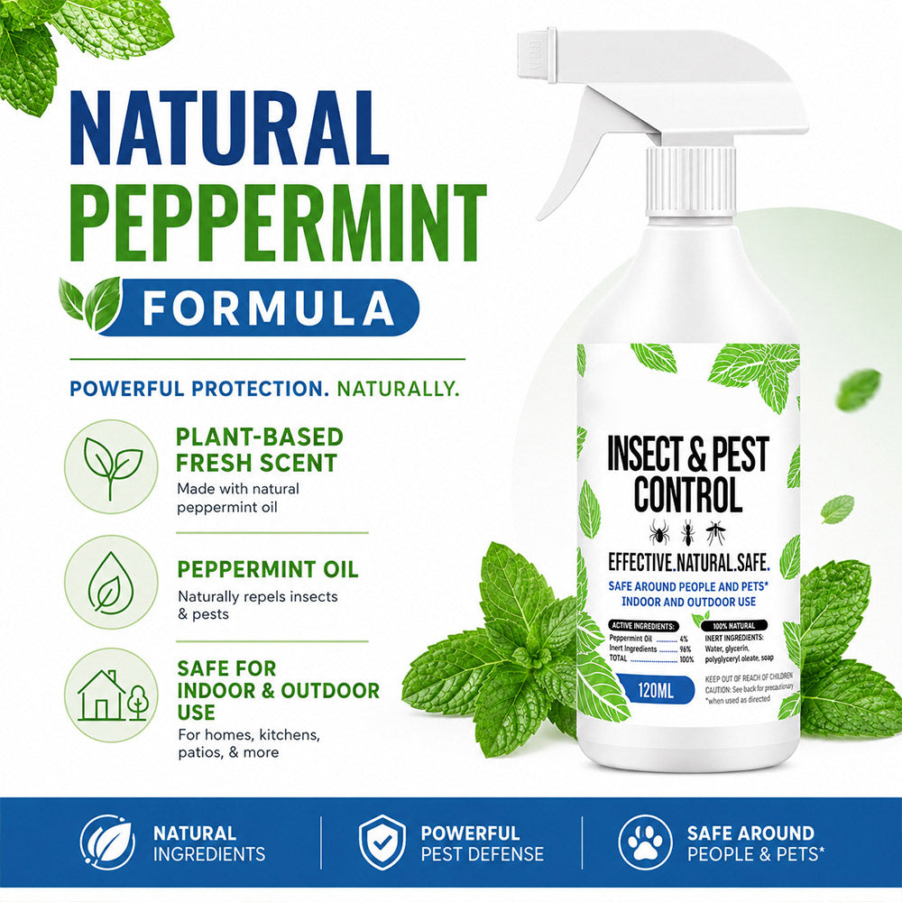 Natural Peppermint Oil Bug Spray, Indoor & Outdoor Use