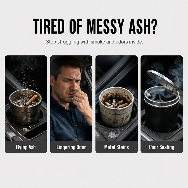 Rotating Car Ashtray with Ceramic Inner Liner 🚗🗑️